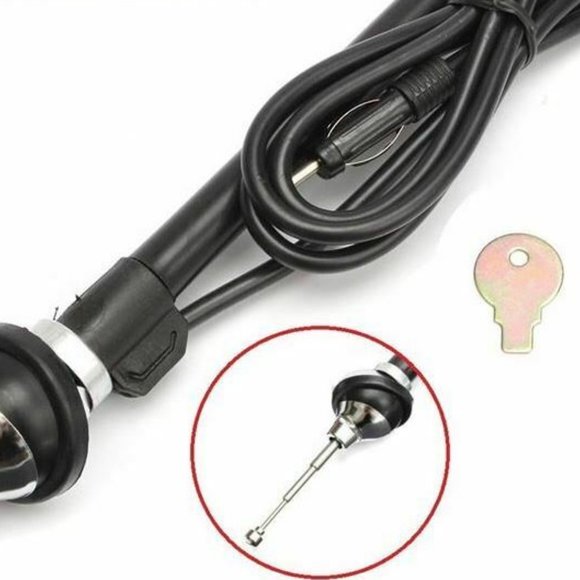 Universal 31" Steel Mast Extended Hide-a-Way AM/FM Locking Car Antenna w/2-keys - Picture 2 of 4